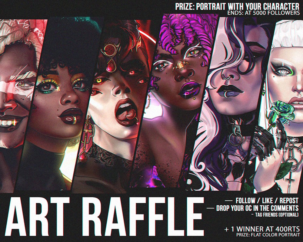 kjetll_art's tweet image. ×× ART RAFFLE ××   
road to 5k followers raffle!

RULES:  
— follow + like + rts
— drop your OC's references in the comments  
— [optional] tag your friends   

×× PRIZE: full colored portrait  
×× ENDS: when i reach 5000 followers

extra winner at 400 rts❤️