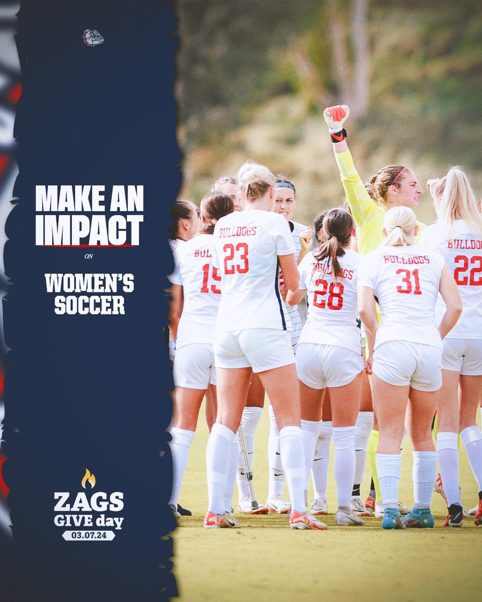 Today is #ZAGSGIVEDAY! Show your support with a Zags Give Day gift to Women's Soccer!
gozags.com/supportwsoc