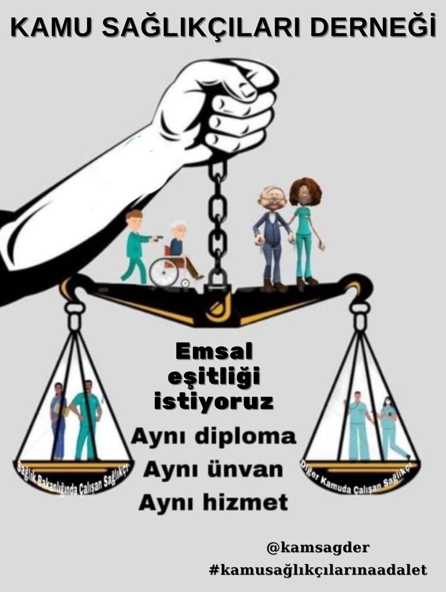 <a href="/kamsagder/">KAMU SAĞLIKÇILARI DERNEĞİ</a> <a href="/kursatkirbiyik/">H. Kürşat KIRBIYIK</a> okul ,diploma aynı,görev aynı,sorumluluk aynı.Yalnız kurum farklı Yapılan düzenlemeler SAĞLIK HİZMETLERİ SINIFI olarak değerlendirilmeli Taban aylık ve sabit ek ödeme kalemlerinde 666 KHK daki EŞİT İŞE EŞİT ÜCRET yaptırımı geçerli olmalıdır
<a href="/kamsagder/">KAMU SAĞLIKÇILARI DERNEĞİ</a>
#bizdesağlıkçıyız