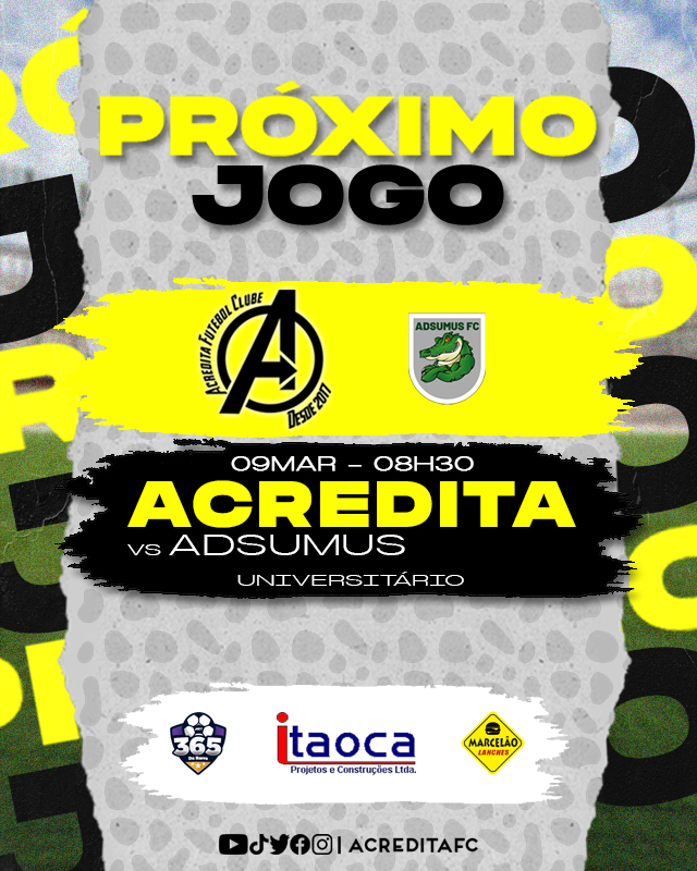 Acreditafc's tweet photo. Confira os relacionados para a partida contra o Adsumus. 💛🖤
🏟 Universitário
🏆 8ª Partida
🗓 09.03
🕢 08H30
#AFC #ACREDITA https://t.co/JFVtfKIHty