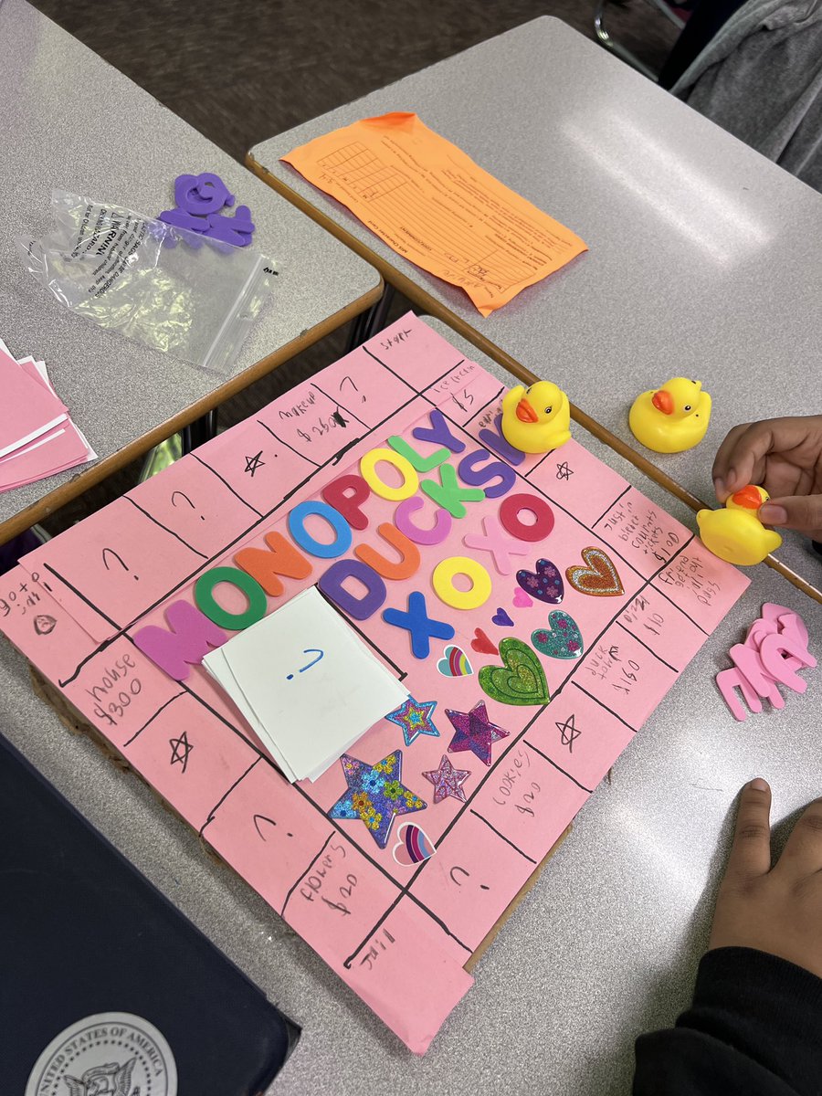MrsWarner5th's tweet photo. Creating and building math games today! Look at the detail and designs! I’m so proud of their hard work!! #proud2bMIS #1GC https://t.co/Sn3vAYG4bR