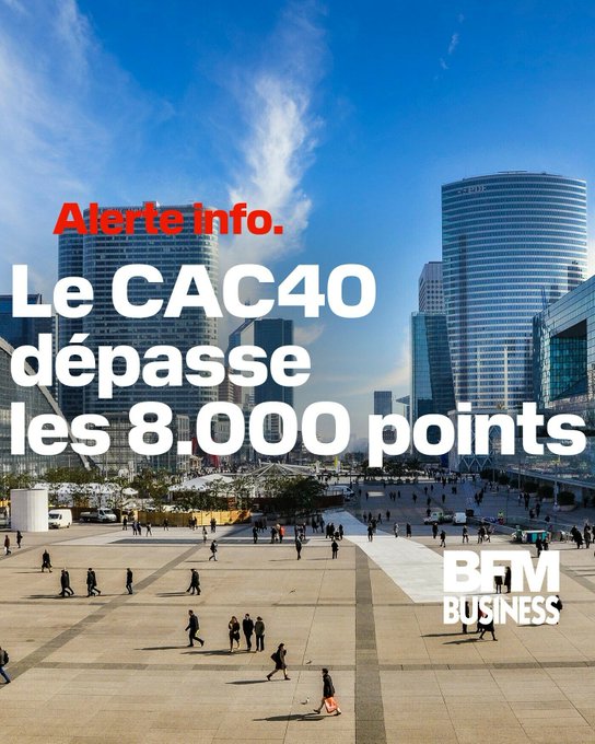 MaximCombes's tweet photo. En 4 ans, le CAC40 a doublé et s'envole au-delà des 8000 points : les multinationales FR, soutenues par l'argent public pendant la pandémie tout en supprimant des emplois, explosent tous les RECORDS : cotations, profits &amp; dividendes
Mais toujours pas de taxe sur les superprofits https://t.co/Jjgh1iXYue