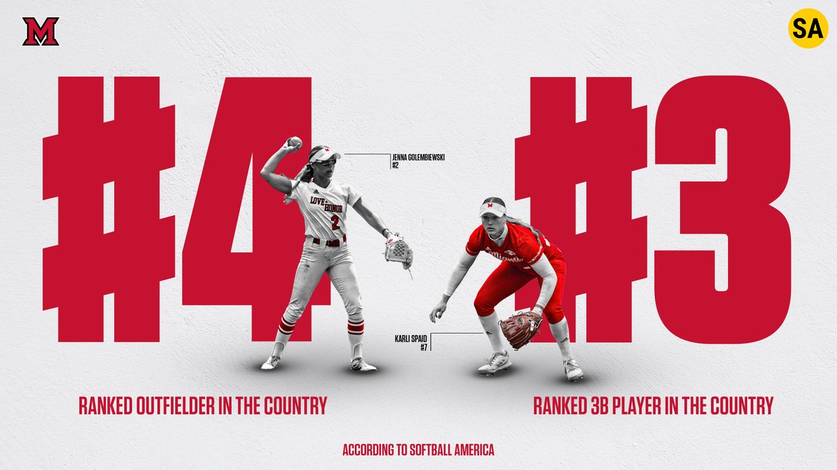Congrats to Karli Spaid &amp; Jenna Golembiewski for being ranked in the TOP 5⃣ in the country for their positions by Softball America. 

📕 - bit.ly/KSJGT5

#RiseUpRedHawks