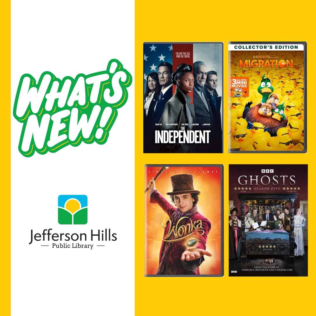 We don't just have books. New DVDs are waiting for you to check out!

#WhatsNewWednesday #jhpl #jeffersonhillslibrary