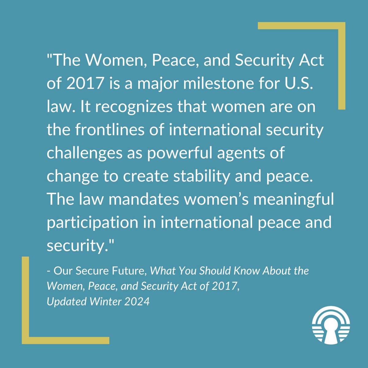 In 2017, the U.S. passed the WPS Act, a piece of landmark legislation that recognizes women as powerful agents of change in peace and security operations. Check out OSF’s recent updated publication on the WPS Act to learn more. ⬇️ oursecurefuture.org/our-secure-fut…