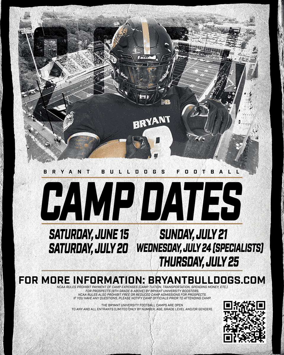 Save the date for the @BryantUFootball one day camps this summer! #ExpectToWin