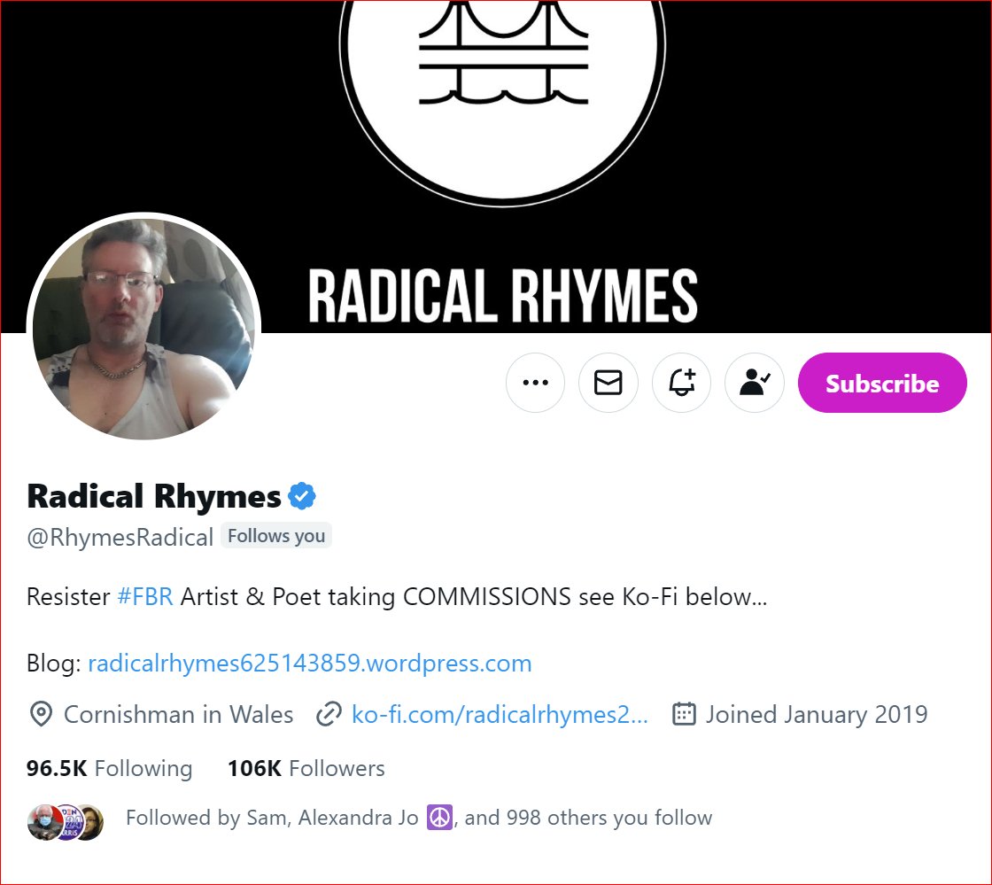 Tony๐ง(Twice-Im๐ed)HQ (@tonyhq1985) on Twitter photo Big boom ๐ฅ๐ฅ to our good friend RR <a href="/RhymesRadical/">Radical Rhymes</a> for crushing his 106K milestone. He's a good artist and poet as well as a wonderful friend and human being. I'd like all my friends to celebrate RR's contributions and success here. Very well done. Here's your certificate. Big boom ๐ฅ๐ฅ to our good friend RR <a href="/RhymesRadical/">Radical Rhymes</a> for crushing his 106K milestone. He's a good artist and poet as well as a wonderful friend and human being. I'd like all my friends to celebrate RR's contributions and success here. Very well done. Here's your certificate.
