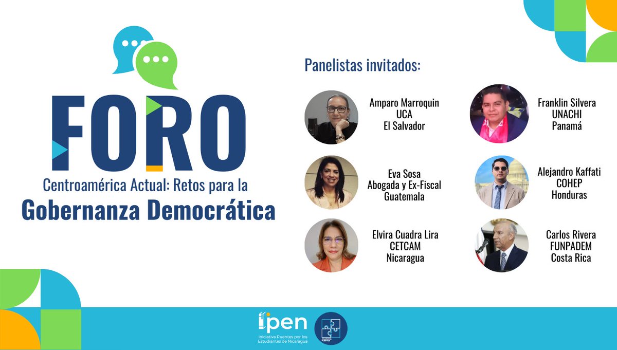 ipuentestnic's tweet photo. Te invitamos a acompañarnos en esta actividad virtual en la cual compartiremos con destacados/as centroamericanos/as temas relevantes para nuestra región.

🗓️Sábado 09 de marzo.

Registro: https://t.co/WCqYBqx6mW

@FUNPADEM @CetcamCA https://t.co/2MuBAd5JDp