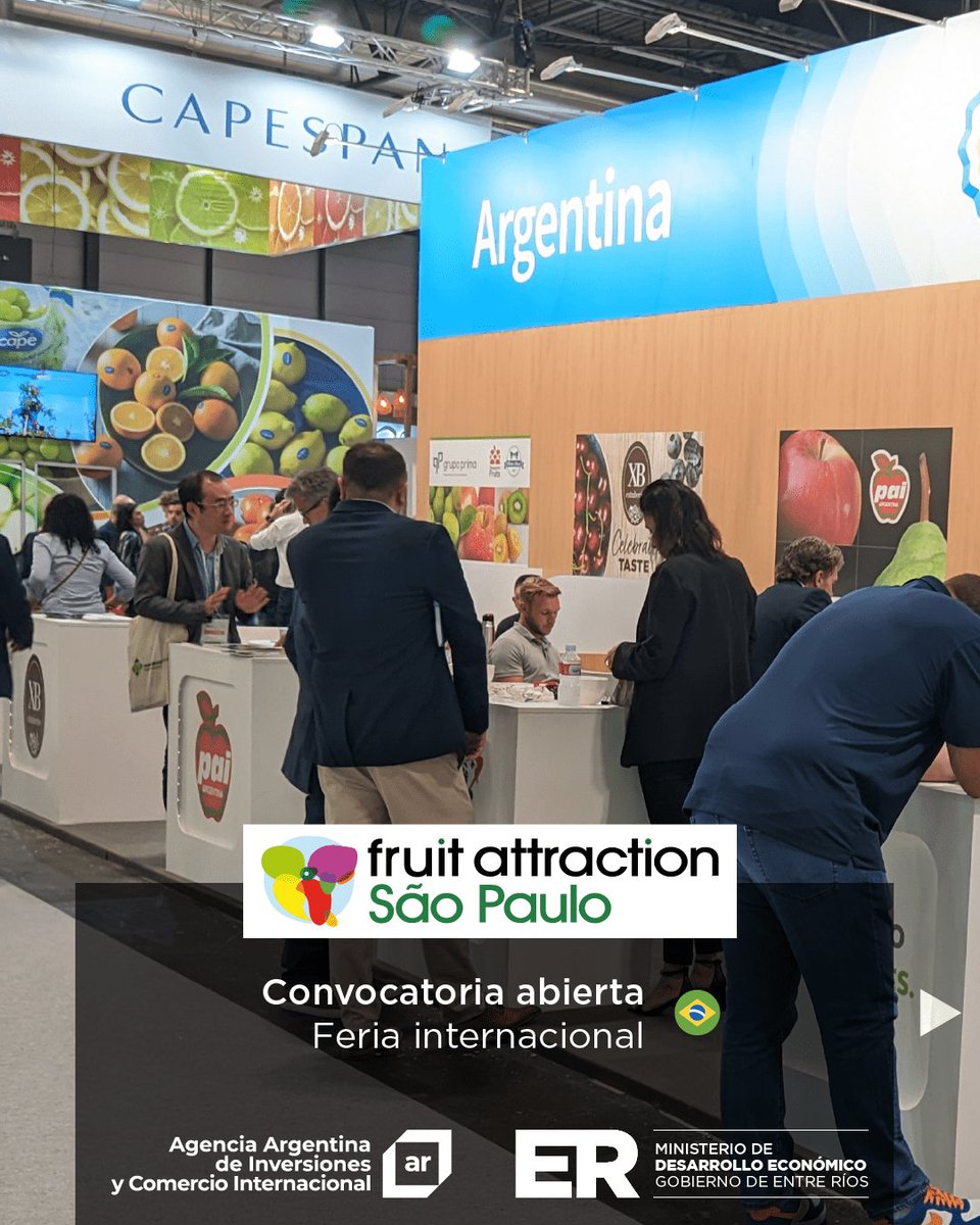 comex_er's tweet photo. 📢 Convocatoria abierta | Fruit Attraction 🇧🇷

📅 16 al 18 de abril de 2024
📍 San Pablo, Brasil
👉🏻 Sector: frutihortícola

✒️ Preinscripción: https://t.co/NDWOnYyaa7
🚨 Cierre de convocatoria: 19 de marzo de 2024

+ info: 📨 exportaciones.entrerios@gmail.com
📞 (0343) 5280344 https://t.co/GaypkXUTJD