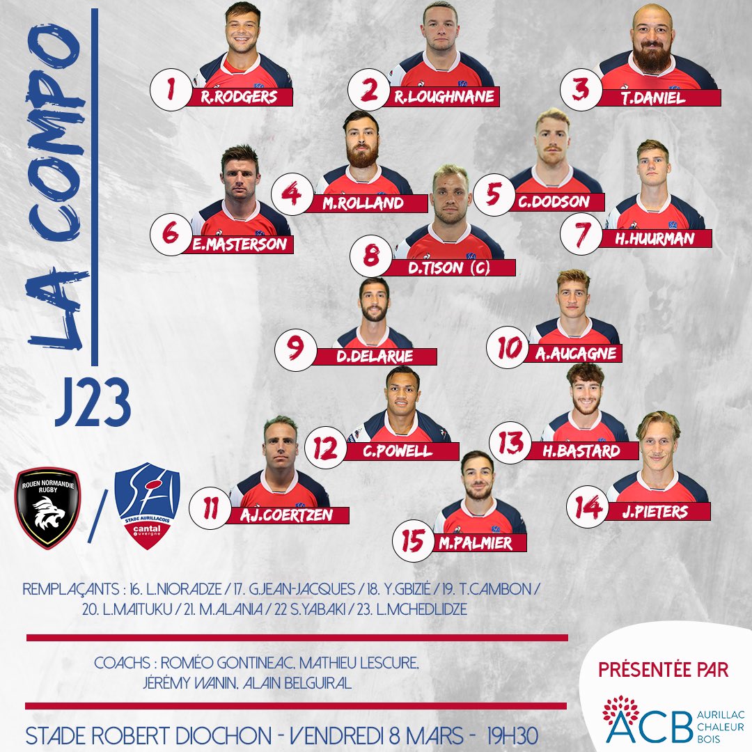LesCompos's tweet photo. Les compos pour @RouenNdieRugby - @SArugbyofficiel !
⏱️ Vendredi, 19h30
🏟️ Stade Robert-Diochon, Rouen
#RNRSA #ProD2 https://t.co/kM7datUaGn