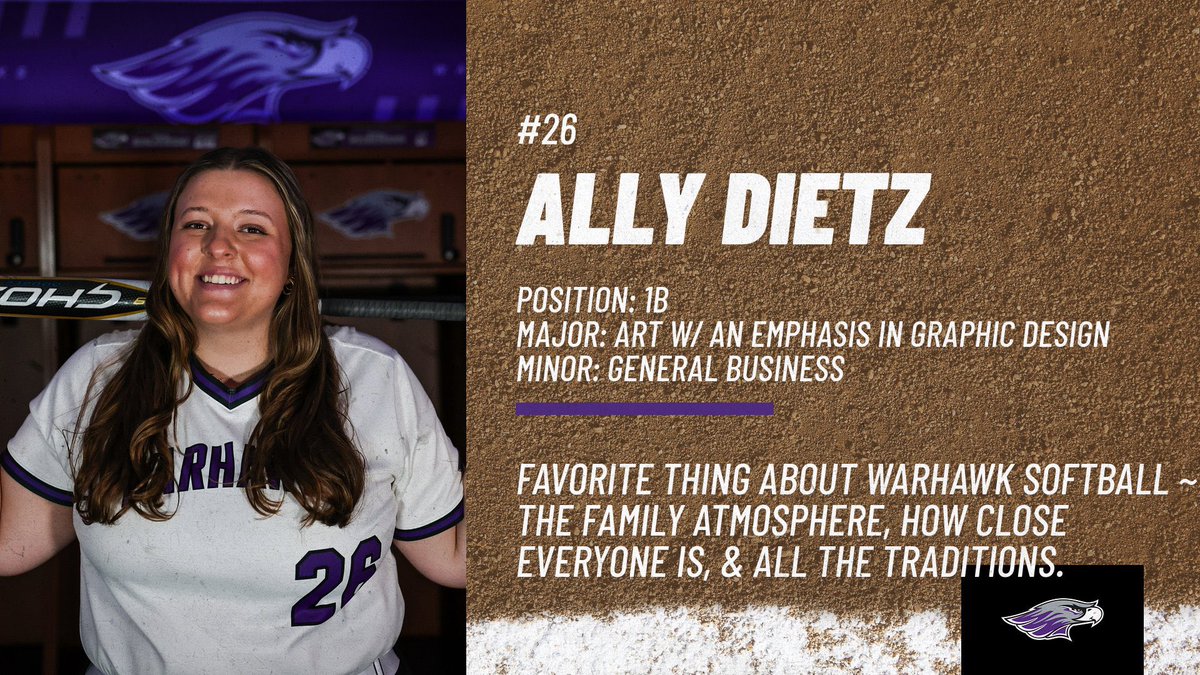 UWWSoftball's tweet photo. Our final junior for you to meet….💜🥎👏 @AllisonDietz2 https://t.co/E2WPR8crVa