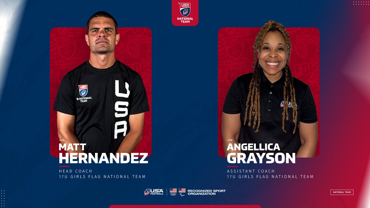 Moving 🆙 Matt Hernandez has been elevated to head coach of our 🇺🇸 Girls' 17U Flag National Team and will be assisted by Angellica Grayson this year! 🚩🏈 ➡️ bit.ly/3PaGU9S #RepTheFlag #GoldStandard #USALLIN #FlagFootball