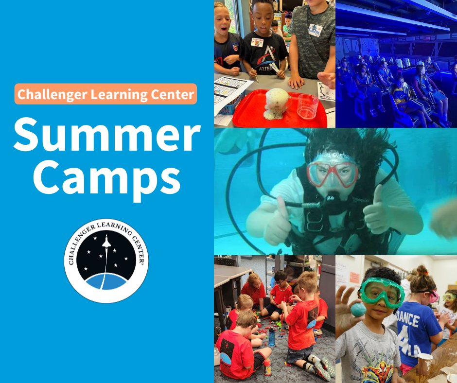 Challenger Learning Centers are excited to welcome students back this summer with #STEM-themed virtual and in-person summer camps! Programs, dates, and costs vary - contact the Challenger Learning Center near you for more info: bit.ly/49zvXH1 #STEMeducation #STEAM