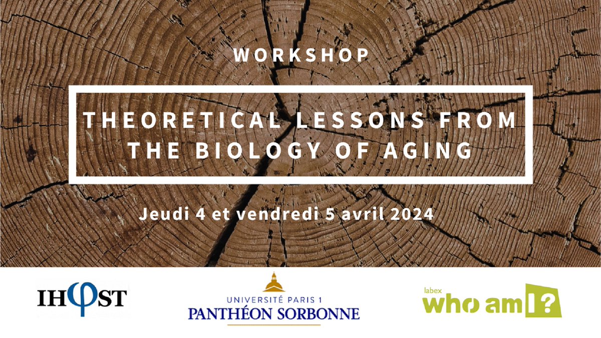 ❗️Theoretical lessons from the biology of aging❗️ 🗓️April 4-5, 2024 📍IHPST, @SorbonneParis1 Organized by @philippehune, gathering international biologists and philosophers! #workshop u-paris.fr/who-am-i/en/th…