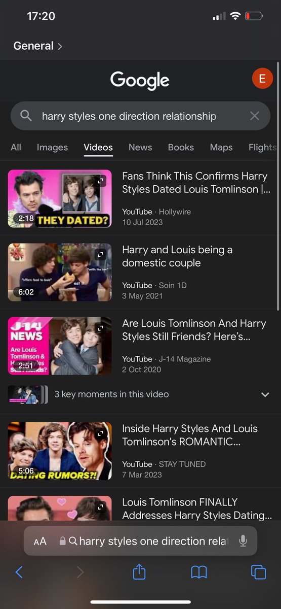 EmyEjh's tweet photo. It’s funny. 
Depending on how people google, they’ll get two very different stories about H and his relationships. 

‘Harry Styles One Direction relationships’ - (you know cause it’s a story of when he was in the band) - will give you this under All, Images and Video selection. https://t.co/SgxLVZGheo