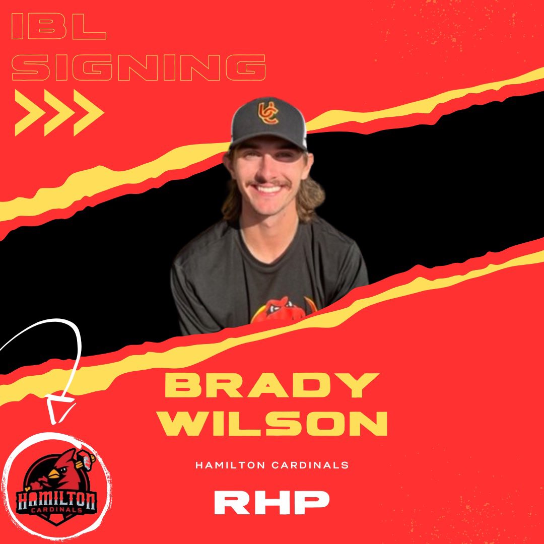DinosBaseball's tweet photo. Congratulations to assistant pitching coach, Brady Wilson on signing with the @hamiltoncardinals of the @ibl1919 ! Brady had college stops with Taft College and the Victoria Golden Tide, as well as @wcbleague seasons with the @fortmacgiants and @okotoksdawgs. 

Congrats Brady! https://t.co/1CbPRxQYXP