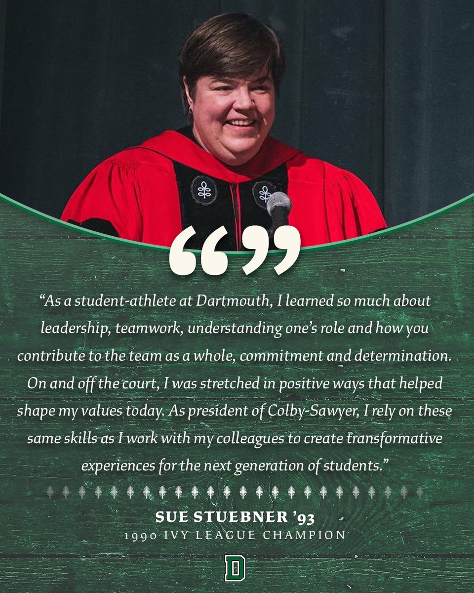 𝗔𝗹𝘂𝗺𝗻𝗶 𝗦𝗽𝗼𝘁𝗹𝗶𝗴𝗵𝘁: Sue Stuebner ‘93 The 1990 Ivy League champion is currently the president of nearby Colby-Sawyer College! #TheWoods🌲 | #WIN