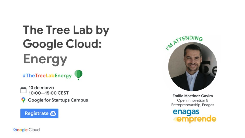 🗓️El 13/05 estaré en el evento de <a href="/Google/">Google</a> Cloud en Madrid focalizado en #Energía.
 
💡Compartiré las iniciativas de <a href="/EnagasEmprende/">Enagás Emprende</a> y charlaré con colegas de <a href="/GoogleStartupES/">Google for Startups - Spain</a> y empresas como <a href="/Repsol/">repsol</a> <a href="/elewitventures/">Elewit</a> <a href="/iberdrola/">Iberdrola</a> ...
 
👉¿Te vienes?
 rsvp.withgoogle.com/events/treelab…