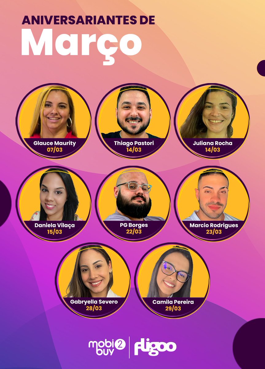 Chegou o momento de dar os parabéns aos nossos nossos mobi2buyers de março, que dão o sangue e suam a camisa dia após dia para alcançar os melhores resultados! Que este ciclo seja marcado por momentos inesquecíveis, grandes realizações e muitas conquistas! ✨🥳 #HumanDriven