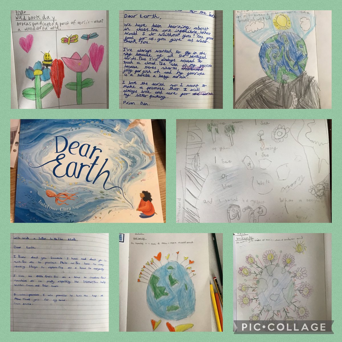 Year 3 have produced some beautiful work based on @CAnganuzzi @IsabelOtter book Dear Earth. We have written letters and created some amazing art work. @STOC_CAT #WorldBookDay2024