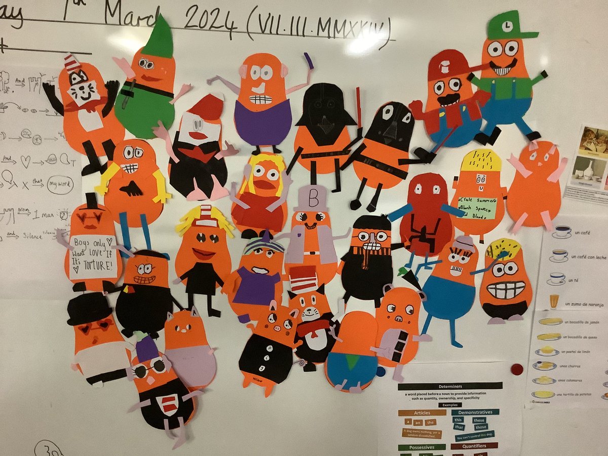 Y4Torrisholme's tweet photo. Happy #WorldBookDay2024 from our Mr Potato Head book characters 🥔 😆📚 @TorrisholmeCPS @DBESchoolAdvice https://t.co/efXLWxckN7