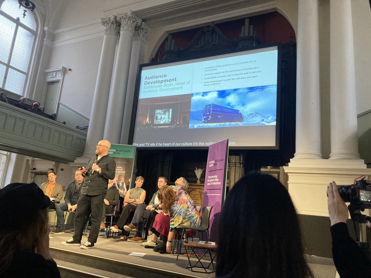 regional_screen's tweet photo. Fantastic to see Screen Machine on the big screen at the launch of @screenscots’s strategy. Thanks also to @AngusRobertson and all at @CreativeScots https://t.co/fkneZcg1P7