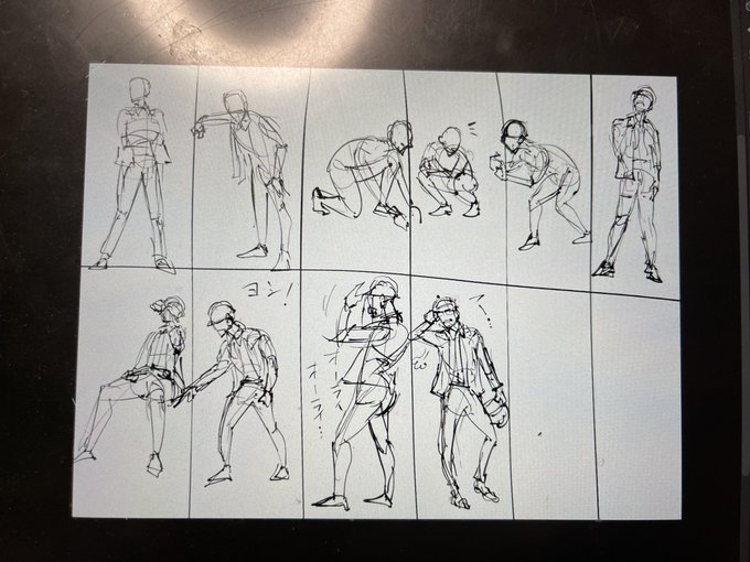 今までジェスドロ紙でやってたけど、デジタルでやったらなんかめっちゃやりやすかった…。また一個気づきや。腕は思ったより外側に生えてる、と意識すると描きやすい。 