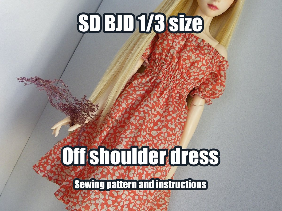 TimeTheTea1's tweet photo. Time to provide some patterns for the bigger dolls! BJD 1/3 SD: Off shoulder dress sewing pattern - PDF with instructions  https://t.co/VMw74BCEDo via @Etsy https://t.co/yMmY3dGe9h