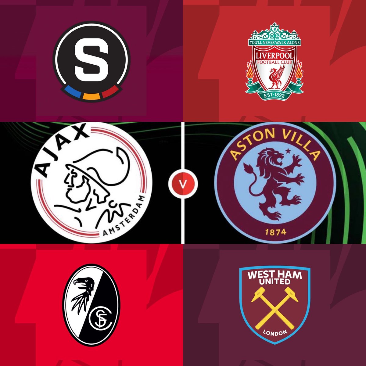 _thealexandra's tweet photo. Tonight’s live games
Sparta Prague vs Liverpool - 5.45pm
Ajax vs Villa - 5.45pm
Freiburg vs West Ham - 8pm https://t.co/jujY3h3s31