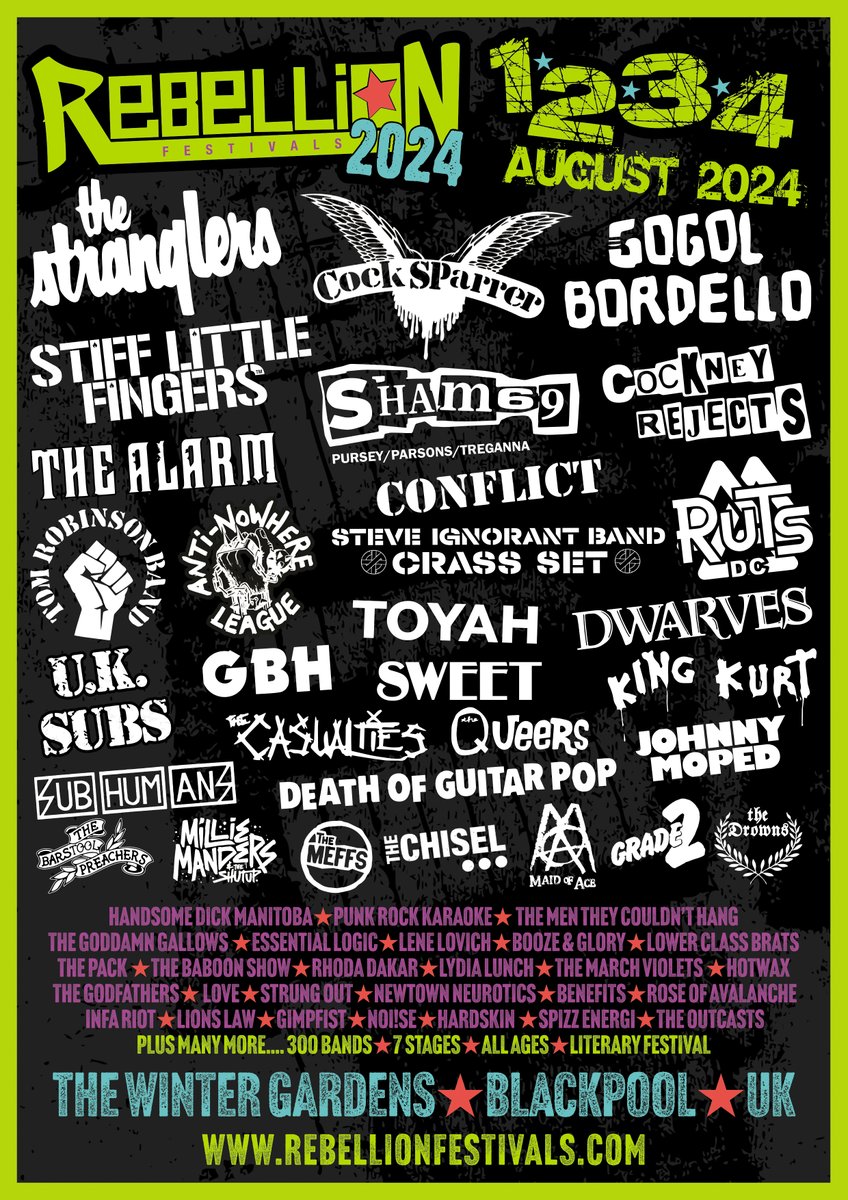 1234! @RebellionFest returns to @WGBpl this coming August 1st-4th. Four days of incredible punk rock in its every shape and form. Head to rebellionfestivals.com for more information and tickets.