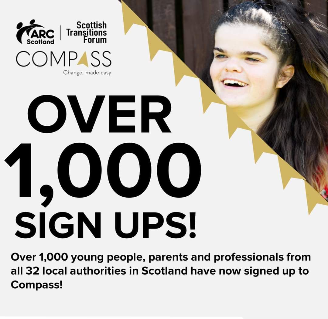 🥳🤩❤️ WE DID IT! OVER 1,000 SIGN UPS TO COMPASS! We are so delighted to reveal that over 1,000 people have signed up to Compass! Sign up to Compass today and help us get to 2,000, and find out more on how we can help young people in Scotland transition to young adult life!