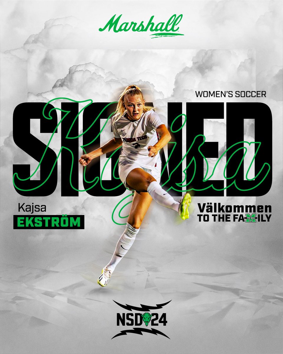 🇸🇪 Signed to the Thundering Herd!! ⚡️ Herd Nation, please välkommen Kajsa Ekström! #WeAreMarshall