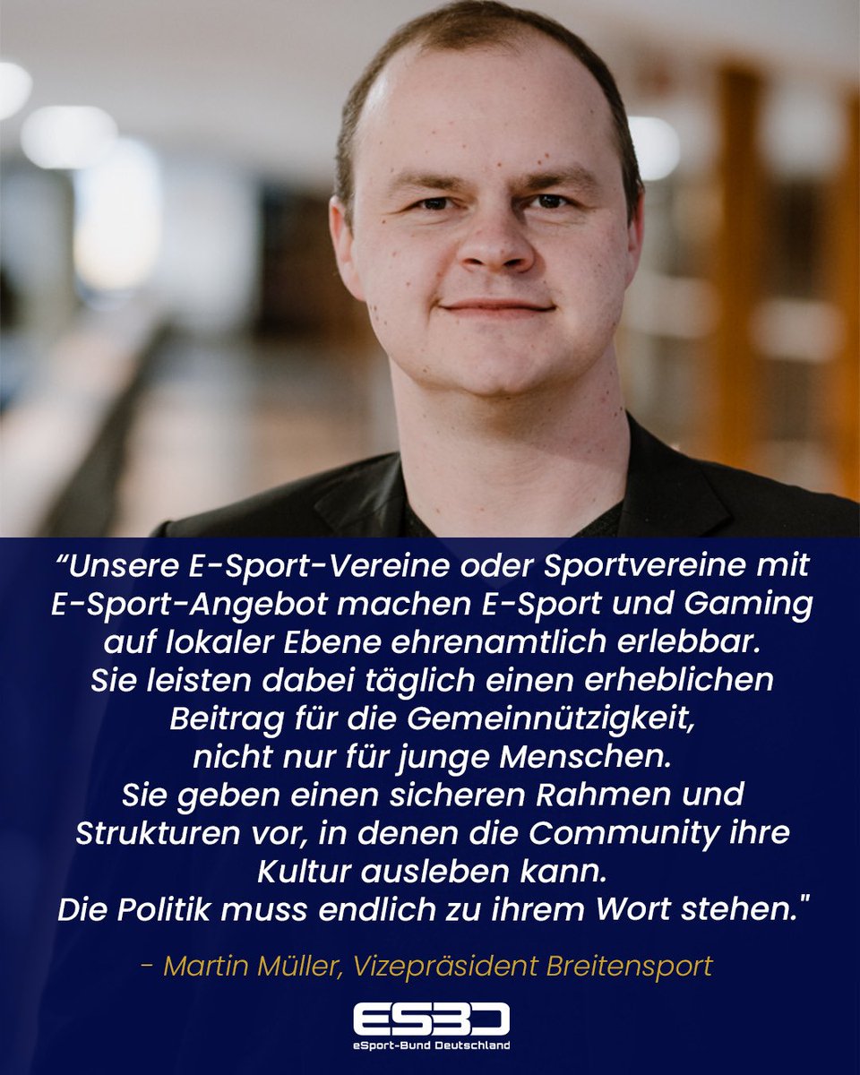 Angesichts der aktuellen Debatte um die Gemeinnützigkeit des E-Sports bleibt klar: Unsere Vereine leisten jeden Tag ehrenamtlich herausragende Arbeit!

Natürlich ist es stets möglich, sich selbst ein Bild zu verschaffen: Akteure aus der Politik sind dazu herzlich eingeladen 😌