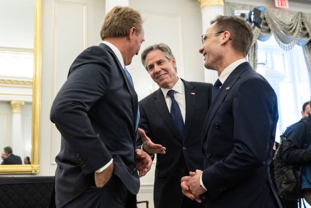 Great to be with Swedish Prime Minister Kristersson and Secretary Blinken as Sweden’s NATO accession articles are deposited. It’s official!!