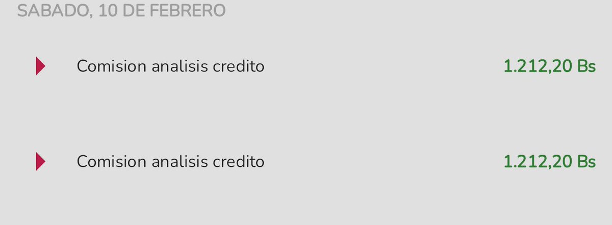 Deisyaneth's tweet photo. @BcodeVenezuela tengo dos cargos en mi TDC por comisión de análisis de crédito ambos por el mismo monto el mismo día 1212,20Bs.... entiendo una comisión por el aumento de la TDC, pero doble? son casi 68$ de comisión. #comisionanalisiscreditoBDV https://t.co/c5mn6o5bBy
