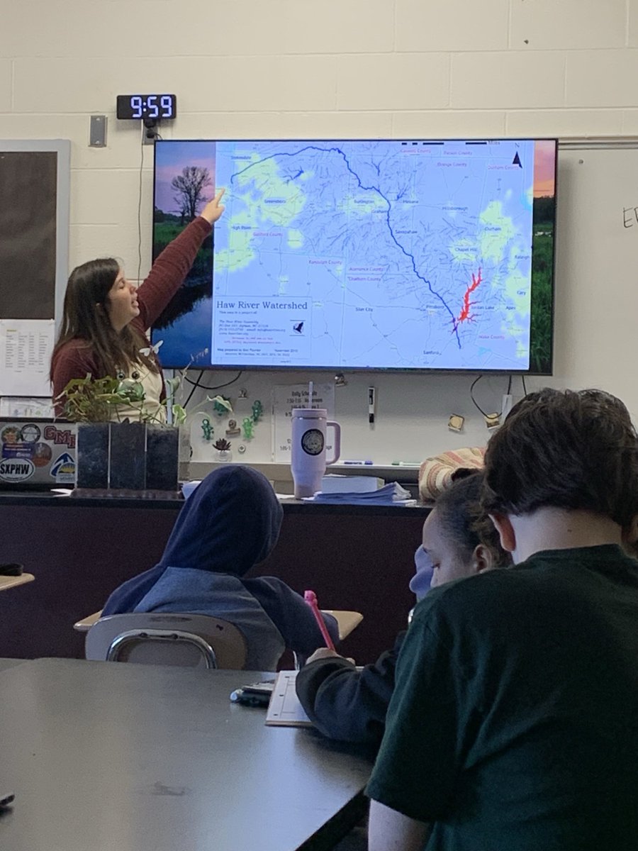 rosesyroid's tweet image. Haw River Keeper, Ms.Emily Sutton, some to my classes today addressing hydrosphere standards. #TheWildcatWay #HawRiver #OneChatham
