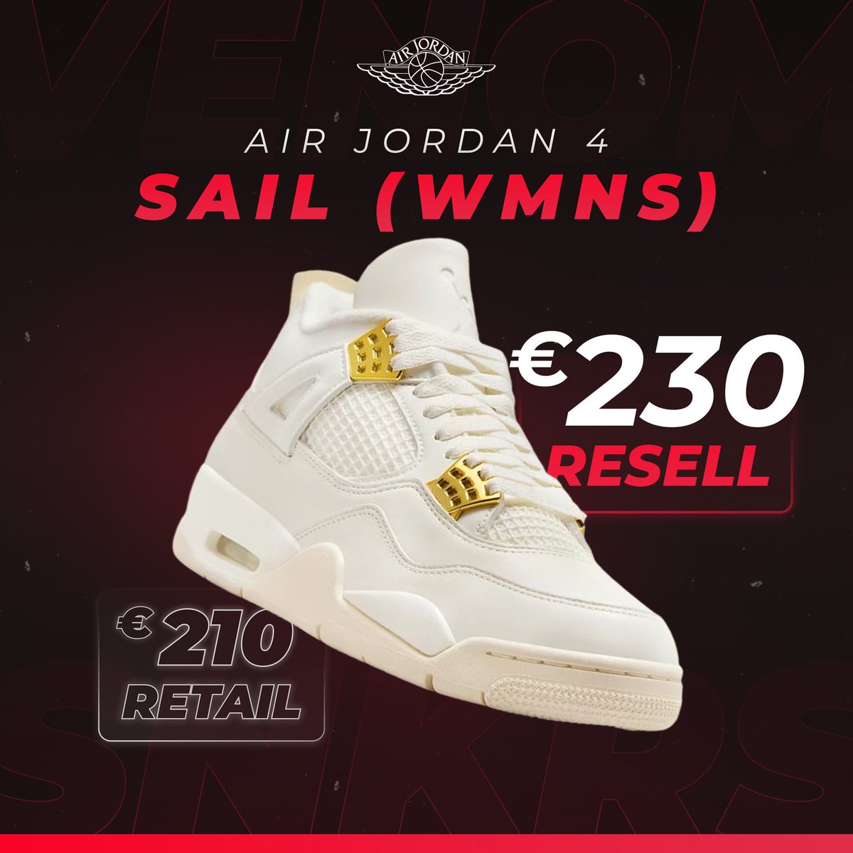 AJ4 SAIL (W) 🌸

Releasing worldwide on March 9th.
Only around 23400 pairs are loaded for the whole EU!

Make sure you get VenomSNKRS to secure multiple pairs 🔒 

🤍 + ♻️ for a FREE trial!