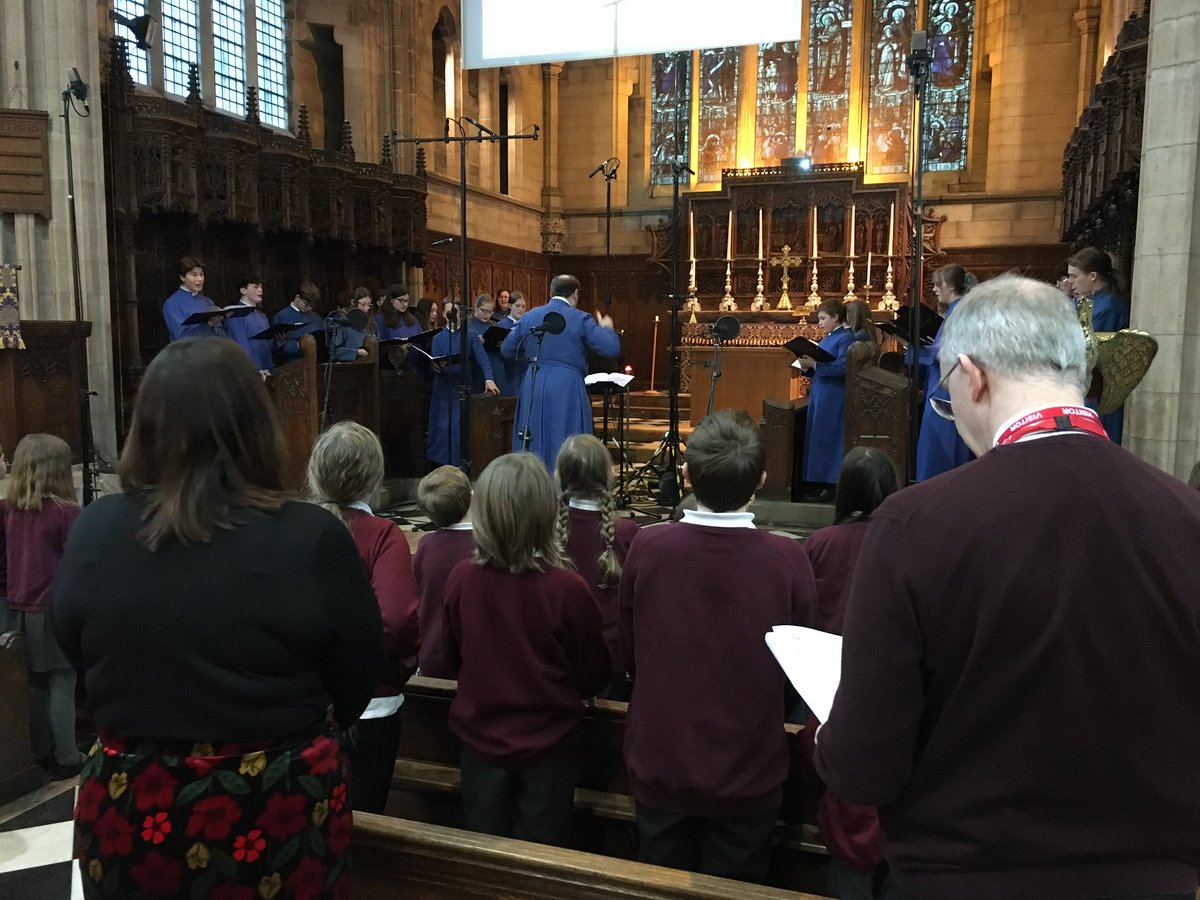 After a very busy day of rehearsing and recording, our @ripleystthomas @BBCRadio4 Sunday Worship for Mothering Sunday is ‘in the can’ - well done, all. Looking forward to hearing it! Thanks to our friends from @Slyne_School for joining us - your singing was fantastic.