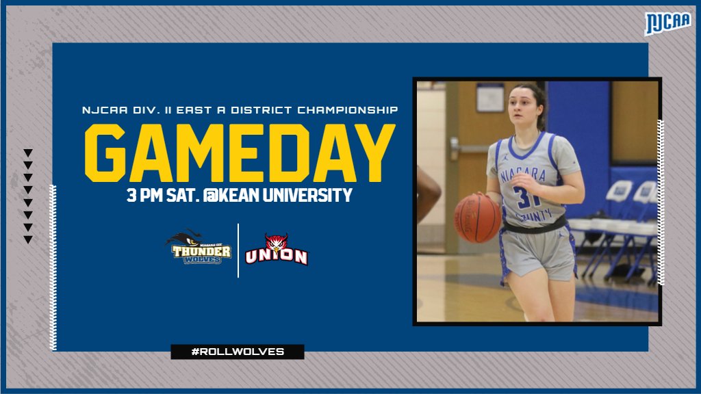 WBB: Your <a href="/NJCAAReg3/">NJCAA REGION 3</a> champion <a href="/NCThunderwolves/">SUNY Niagara Thunderwolves</a> (27-2) head to New Jersey to take on <a href="/NJCAARegionXIX/">NJCAA Region 19</a> winner <a href="/UnionOwls/">Union Owls Athletics</a> (23-4) in the NJCAA Div. II East A District championship! The game is set to tip at 3 p.m. Sat. at Kean University!

Watch LIVE here: youtube.com/live/qilnfUBha…