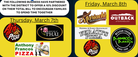 Spend some time enjoying a family meal by visiting one of these supporters of Butler #SELDay tonight and tomorrow, and you'll receive 10% off your bill. Thank you to these awesome local businesses for their commitment to our schools!