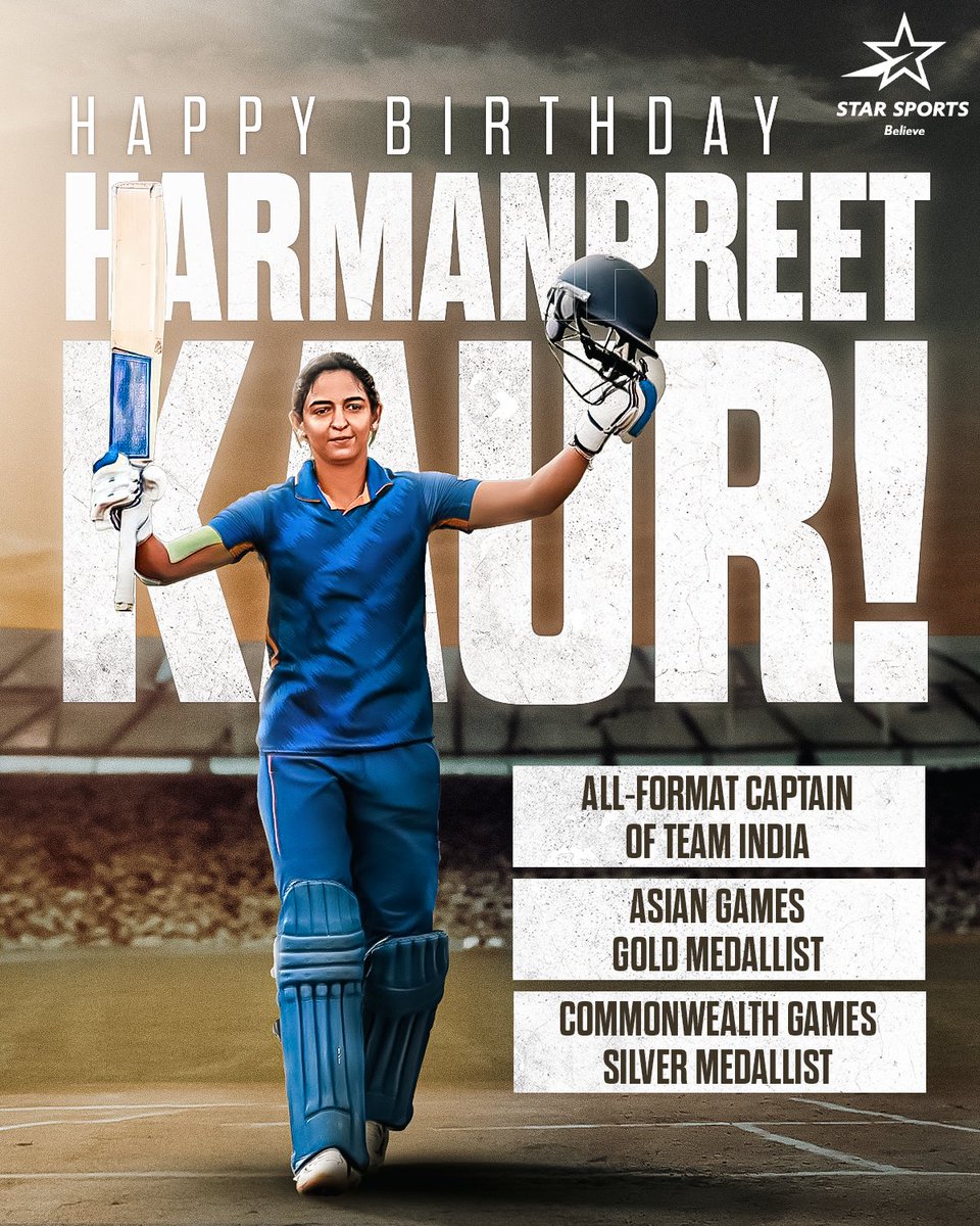 Most matches played in WT20Is (161) 🤯
Most matches as a captain in WT20Is (106) 💪🏽
Highest score of 171* in WODIs 🔥

Here's to the powerhouse of @BCCI who continues to inspire generations!

Happy Birthday, @ImHarmanpreet! 🌟🏏

#HappyBirthdayHarmanpreetKaur