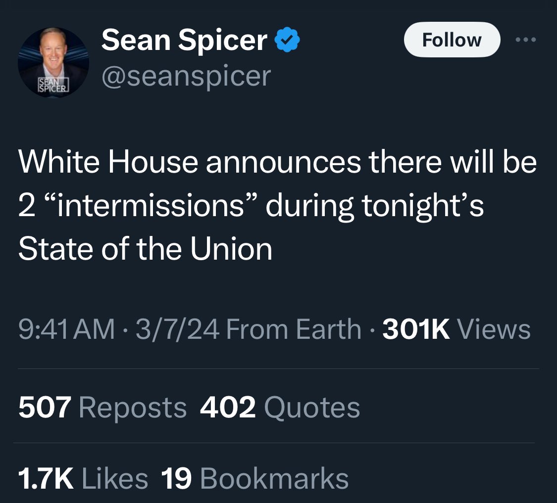 RealSportsStat's tweet photo. @RealJamesWoods Two breaks for an hour long speech? Does anyone recall the State of the Union Address speeches to have breaks? A couple of depend changes and a quick hit of Adderal injected chocolate, chocolate chip ice cream to keep grandpa focused? This has to be a joke. https://t.co/F3Y3BqH4oF