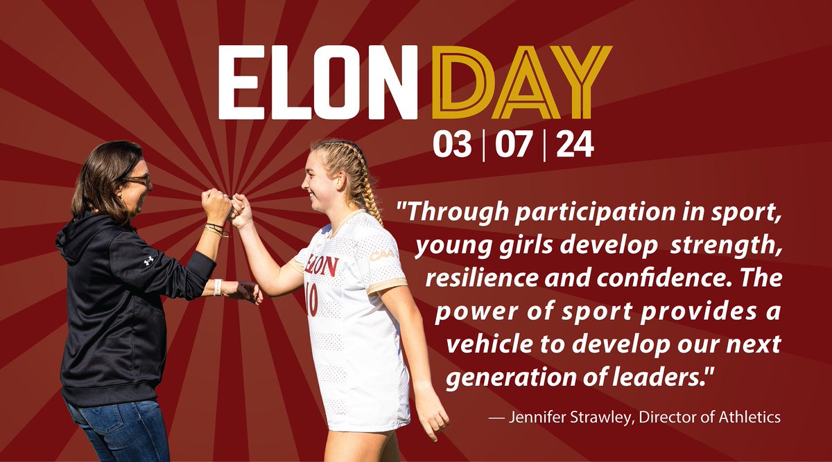 ElonPhoenix's tweet image. "The power of sport provides a vehicle to develop our next generation of leader"- Director of Athletics @JennStrawley on women &amp;amp; girls in sports. When 200 donors give to Elon women's sports, $100K is
unlocked! Support Elon women's sports 💪#ElonDay #Everyonewatcheswomenssport
