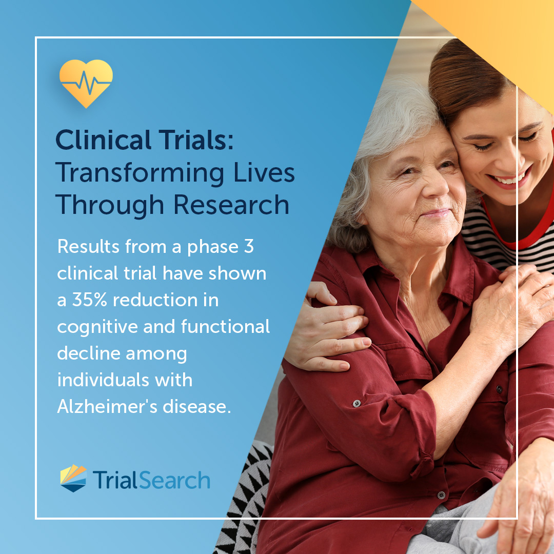 Last summer, the results of a phase 3 clinical trial showed a significant slowing of cognitive and functional decline in those with early #Alzheimers Disease. To learn more about upcoming #clinicaltrials for Alzheimer's Disease, visit trialsearch.com/bs/66bfd59ef5