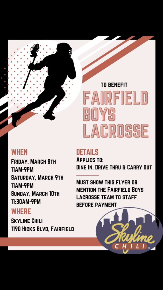Come out this weekend to Hicks Blvd <a href="/Skyline_Chili/">Skyline Chili</a> and support our boys lacrosse team!