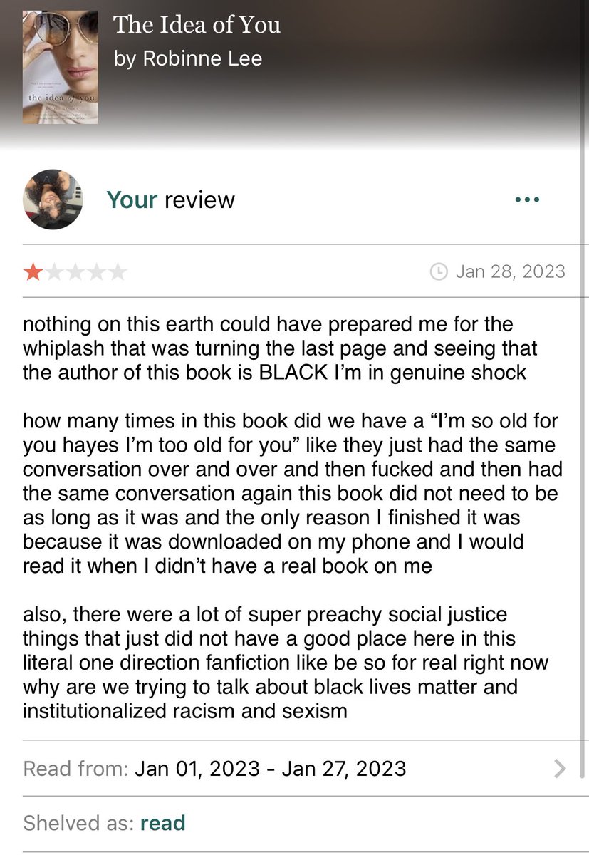 sharing my goodreads review of the idea of you so you people understand what is about to happen