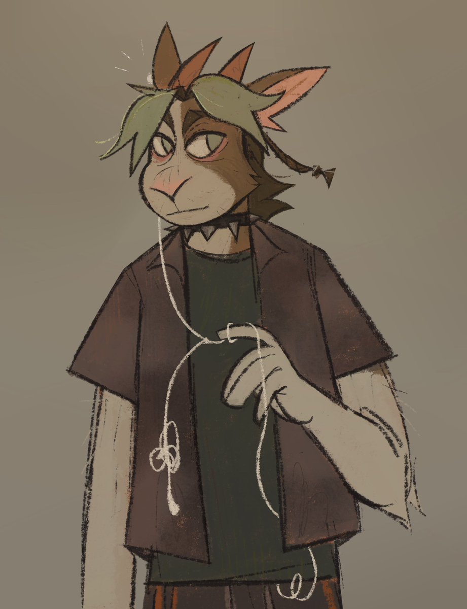 Drew <a href="/sournoodl/">ʇɐoƃ ʎןʇsoɯ 🍈</a> s’ OC for fun since I wanted to try a new brush and just have a chill time, his art is so cool and I’ve been obsessed :3 (Also Finn is peak character design) eheh had a blast ! 🍁🦈✨