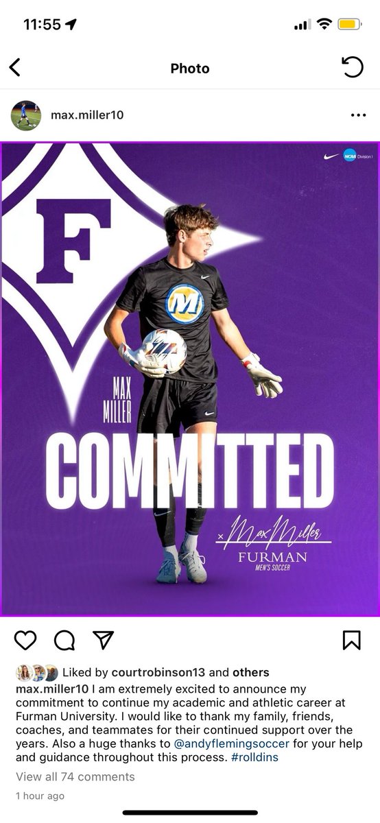 MMontMSoccer's tweet photo. Could not be happier for one of Mariemont’s best!  Incredible keeper and even better young man!  Congratulations Max https://t.co/L3hDlNZawM
