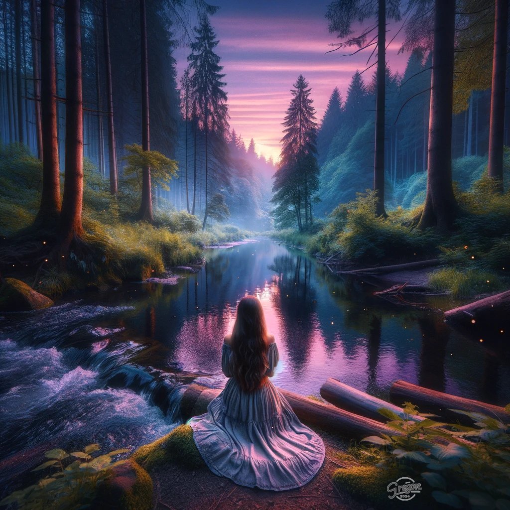 🖌️🌲#SerenityInNature #TwilightTranquility #CasualComfort #ForestWhispers #MagicalMoments 🍂 #AIArtCommuity #AIART2024 #AIART