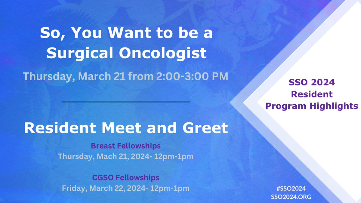 We are excited to have programming at #SSO2024 specifically for residents! Add these to your meeting schedule to gain valuable insights as you begin your career journey and take the opportunity to meet program directors from fellowship programs from around the country!